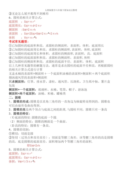 人教版数学六年级下册知识点整理.docx