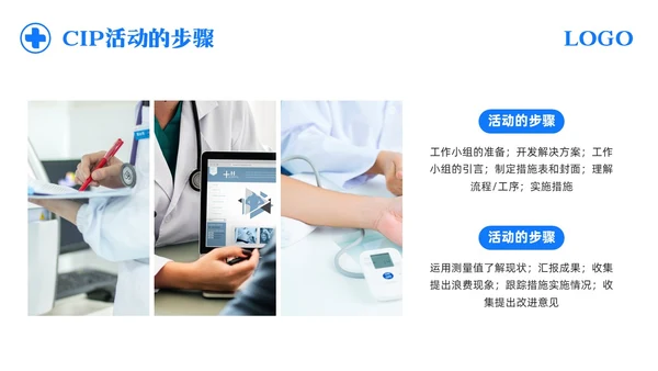 蓝色简约护理CIP改进项目PPT模板宣传PPT动态PPT改善