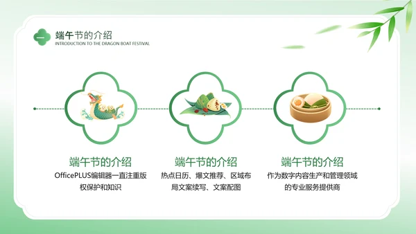 绿色清新风端午节传统习俗宣传PPT