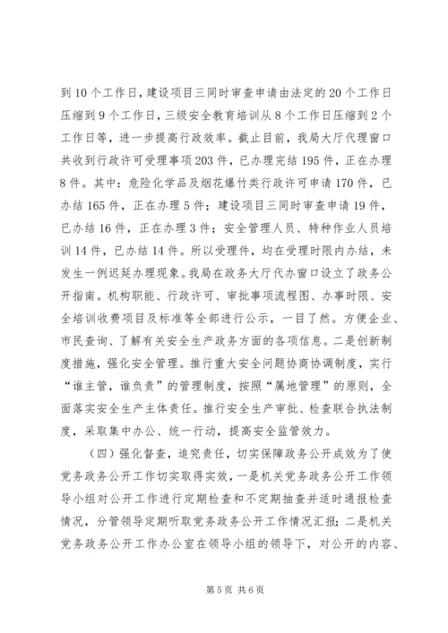 安监局年度党务政务公开工作自查报告.docx