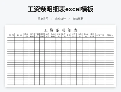 工资条明细表excel模板