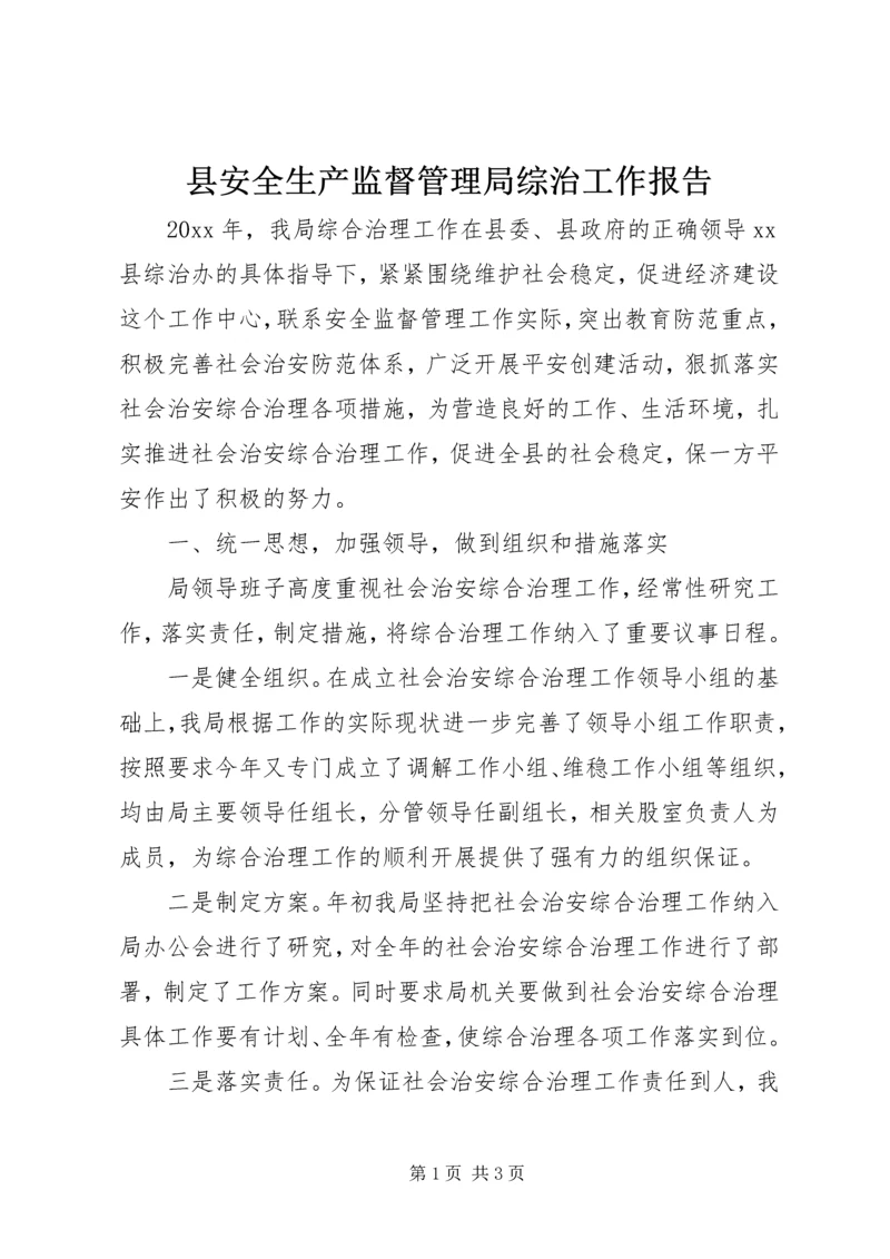 县安全生产监督管理局综治工作报告.docx