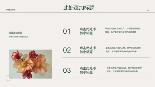 咖色小清新花卉通用PPT演示模板