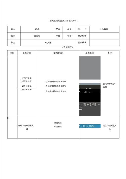 文案及分镜头脚本