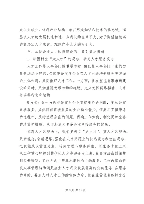 企业人才队伍建设问题与对策.docx