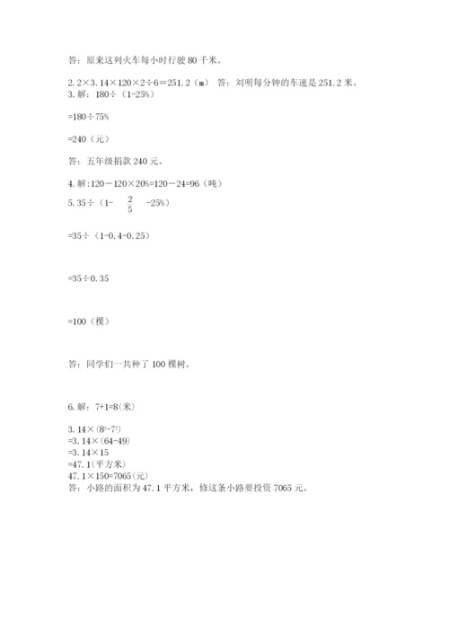 人教版六年级上册数学期末测试卷（典优）word版.docx