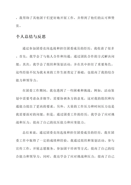 团委竞岗成功事迹材料