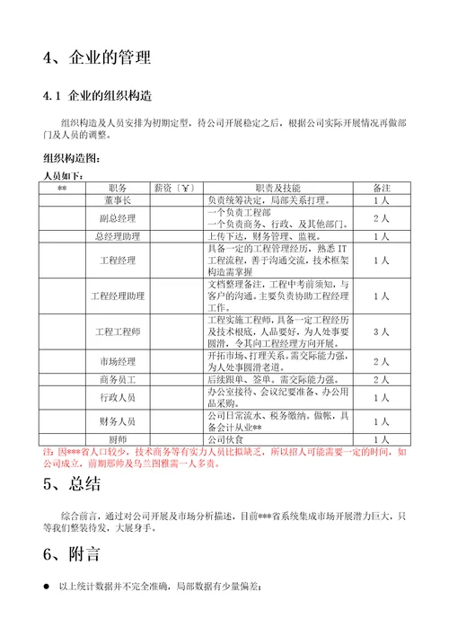 公司成立企划书