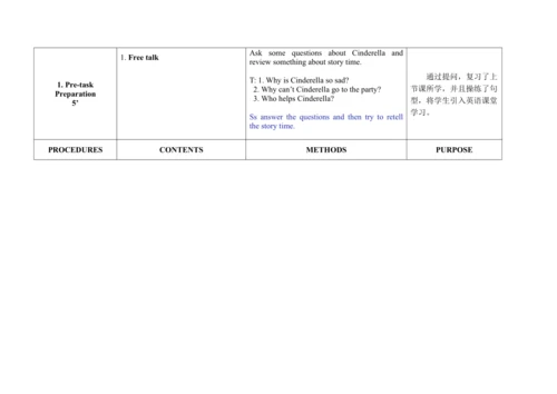 Unit 1 Cinderella 单元整体教学设计（4个课时）