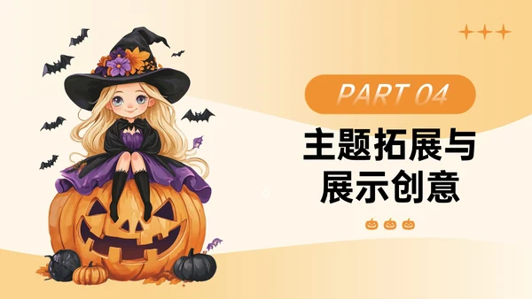 橙色插画风万圣节手工主题PPT模板
