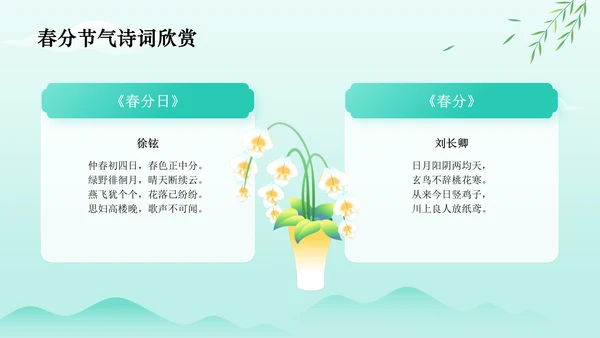 绿色水墨风春分传统习俗与节气变化PPT模板