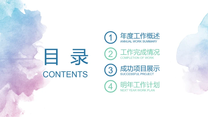 水彩花卉职业规划PPT模板