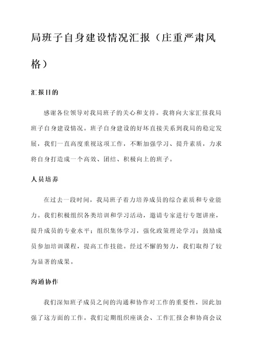 局班子自身建设情况汇报