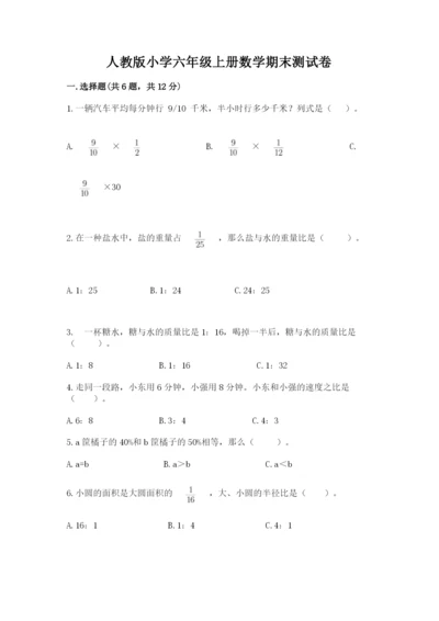 人教版小学六年级上册数学期末测试卷可打印.docx