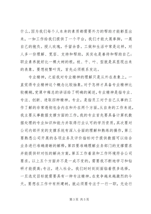 学习“以职业素养根植专业精神”党课心得体会.docx