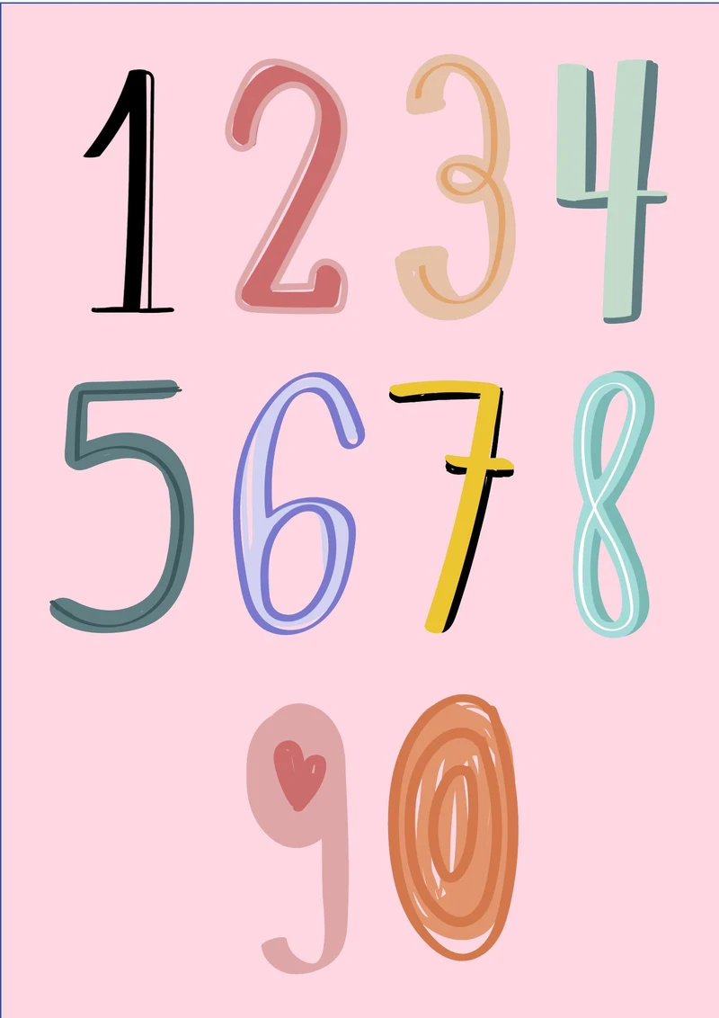 粉色卡通0-9数字号码
