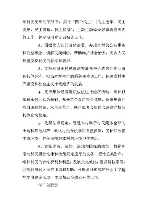 关于村党组织、村委会各项规章制度
