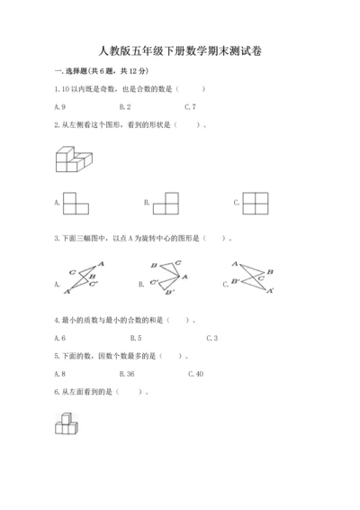 人教版五年级下册数学期末测试卷带精品答案.docx