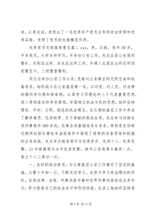 优秀党员支部推荐意见.docx