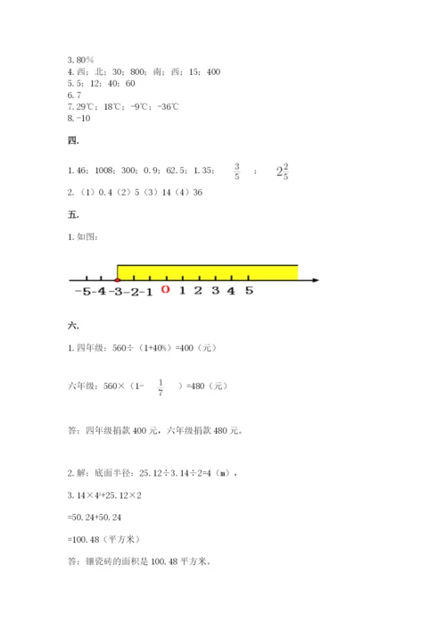 人教版数学六年级下册试题期末模拟检测卷带答案（综合卷）.docx