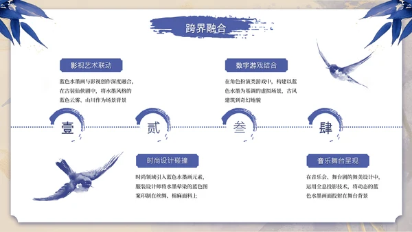蓝色系古风蓝绾风华年中总结PPT模板