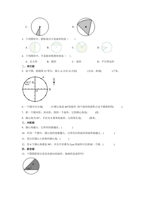 5.4扇形（讲义）（知识梳理 专项练习）六年级数学上册人教版
