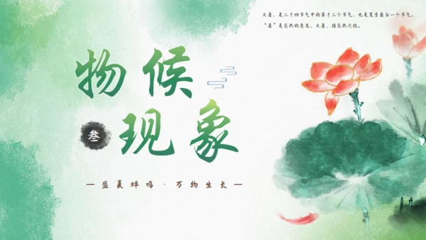 大暑节气中国风水墨荷花背景通用PPT模板