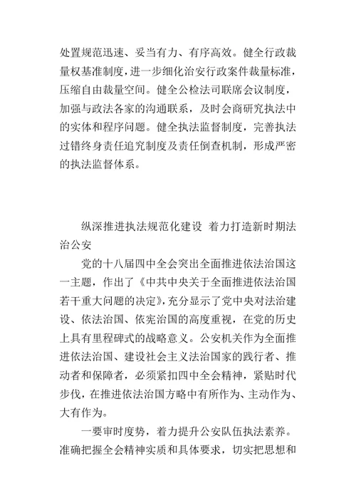 公安机关学习十八届四中全会精神的发言稿摘编