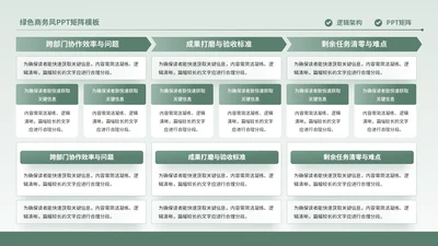 绿色商务风多项矩阵PPT单页
