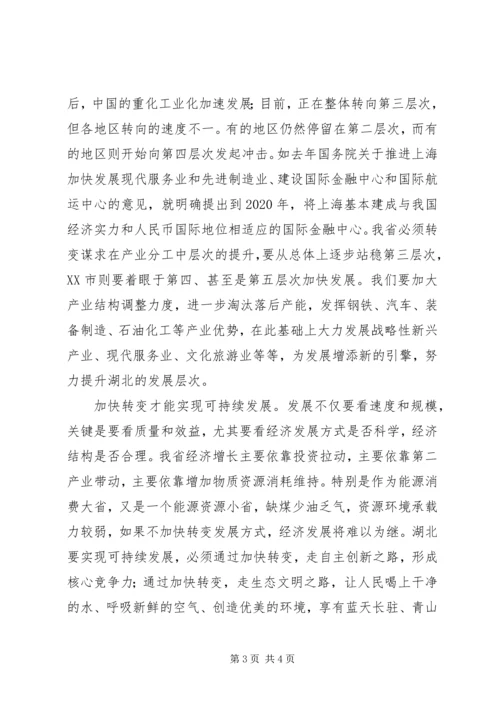 学习十七届五中全会《建议》体会之二：在发展中促转变在转变中求发展.docx