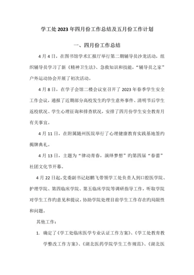 2023年学工处4月总结及5月计划.docx