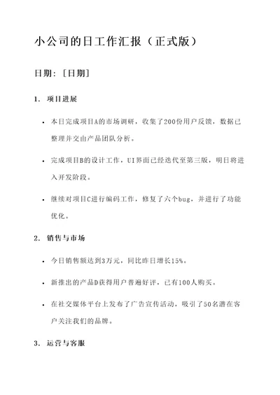 小公司的日工作汇报