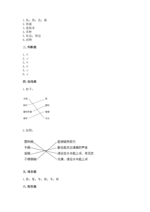 教科版二年级上册科学期末测试卷附答案（培优b卷）.docx