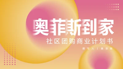 渐变风粉色社区团购商业计划书PPT套装