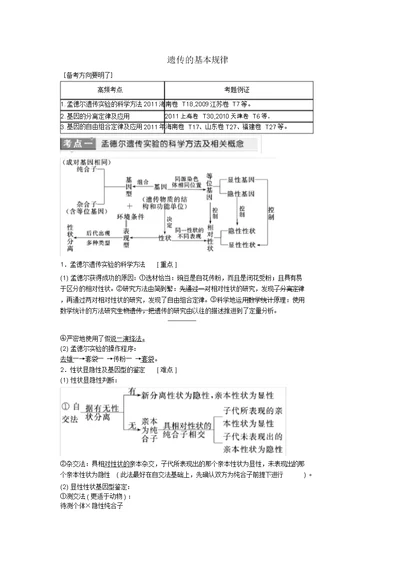 高考生物二轮复习讲义第六讲遗传基本规律