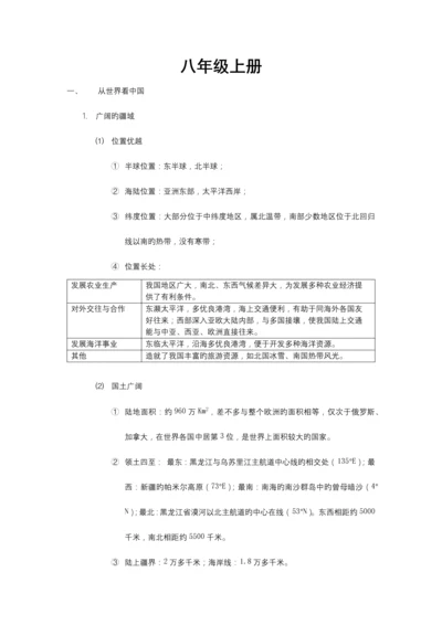 2023年人教版八年级上册地理知识点总结.docx