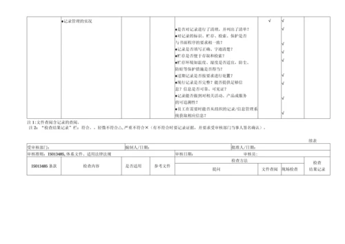 企业各部门通用按ISO13485内审检查表全套.docx