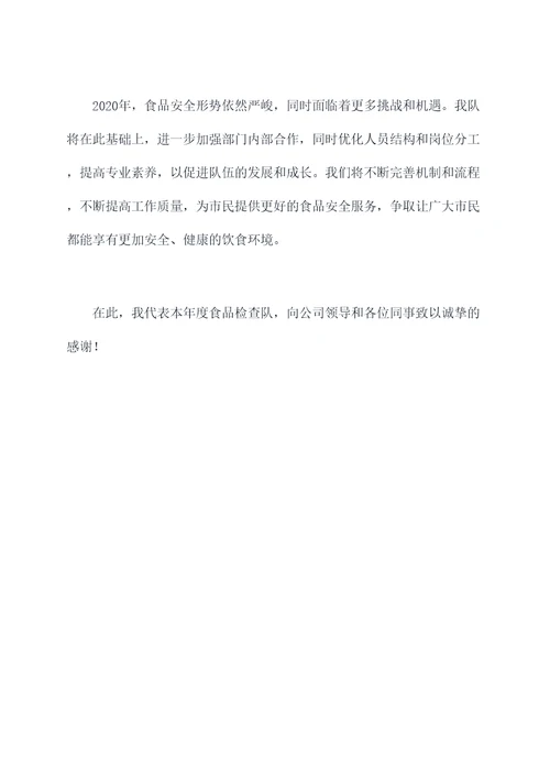 食品检查队队长述职报告