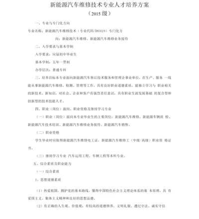 新能源汽车维修技术专业人才培养方案.docx