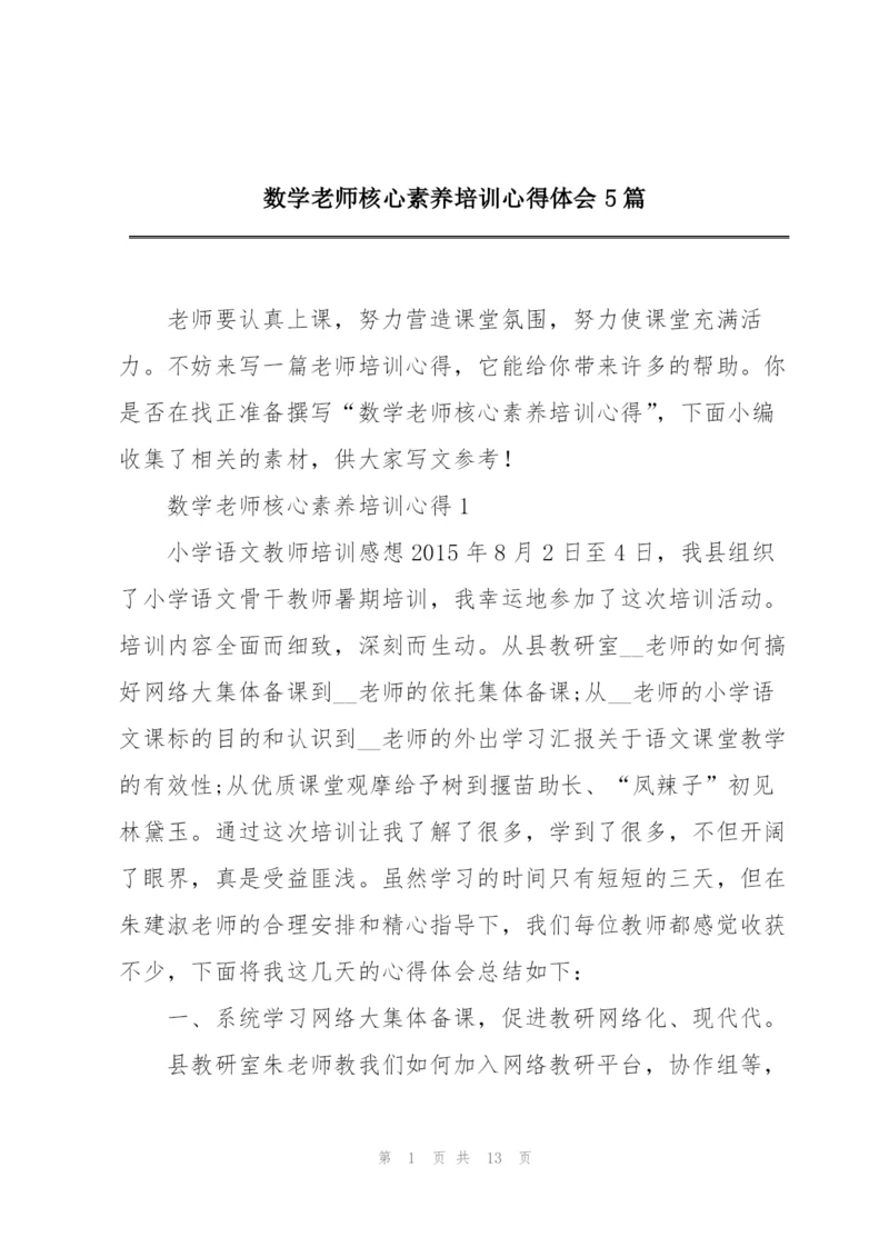 数学老师核心素养培训心得体会5篇.docx