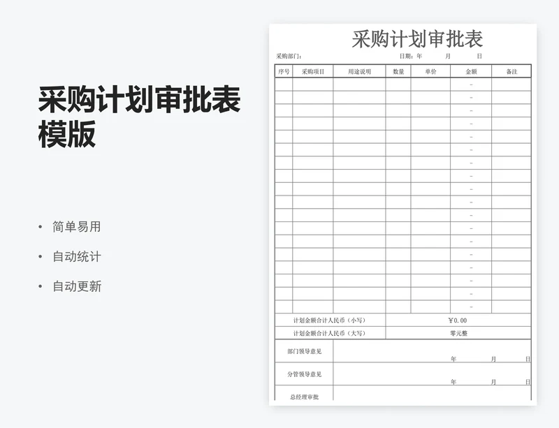 采购计划审批表模版