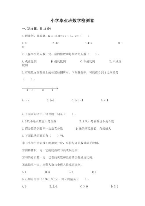 小学毕业班数学检测卷完整答案.docx