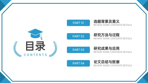 蓝色学术风毕业答辩通用模板