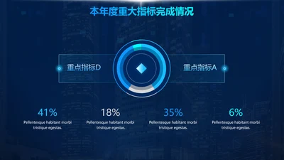 深蓝色科技感并列关系4项PPT单页