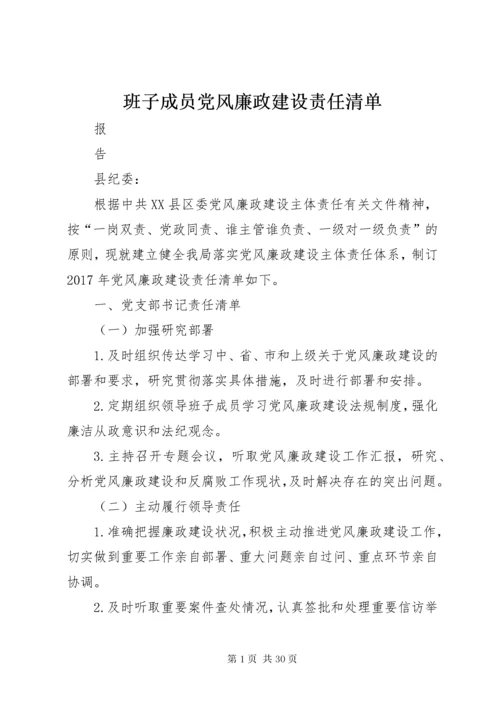 班子成员党风廉政建设责任清单.docx