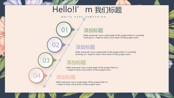 文艺小清新微立体述职报告通用PPT动态模板封面含PS