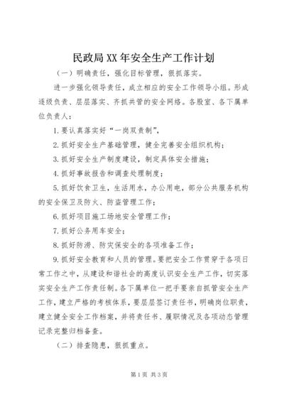 民政局XX年安全生产工作计划.docx