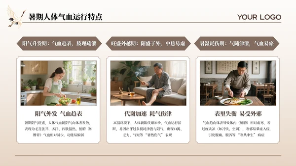 咖色古风中医理疗暑期养生座谈会通用PPT模板