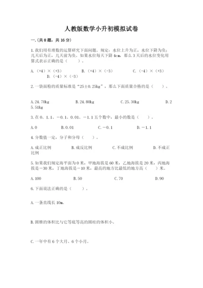 人教版数学小升初模拟试卷（精品）.docx