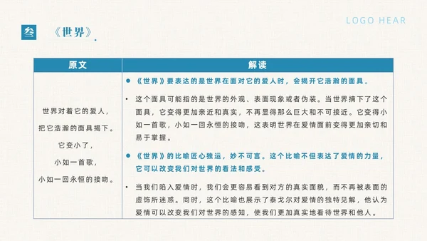 蓝色简约典雅风飞鸟集读书分享会课件PPT模板